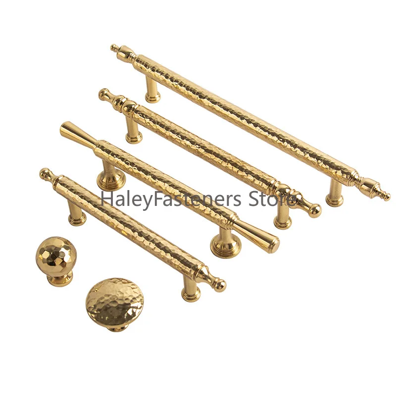 Solid Brass Handmade Hammer Pattern Furniture Wardrobe Cabinet Knobs Door Drawers Cloakrooms Pull Furniture Handles