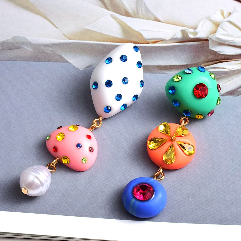 2023 Bohemian Pink Resin Drop Earrings Geometric Girls Wedding Jewelry Cute Party Personality Gifts Wholesale
