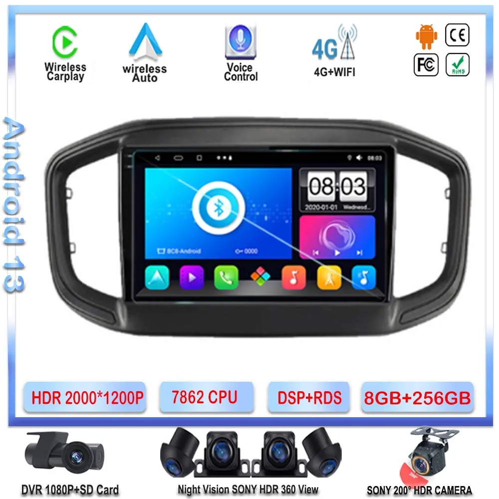 7862 CPU Android 13  For Fiat Strada 2020 2021 2022 Car Radio DVD Navigation GPS Multimedia Player 2din Stereo Head Unit 5G wifi