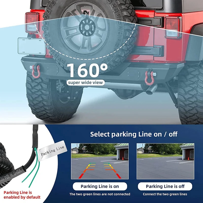 Backup Camera Rear View Adjustable Lens Angle Reversing Camera For Jeep Wrangler 2007-2018