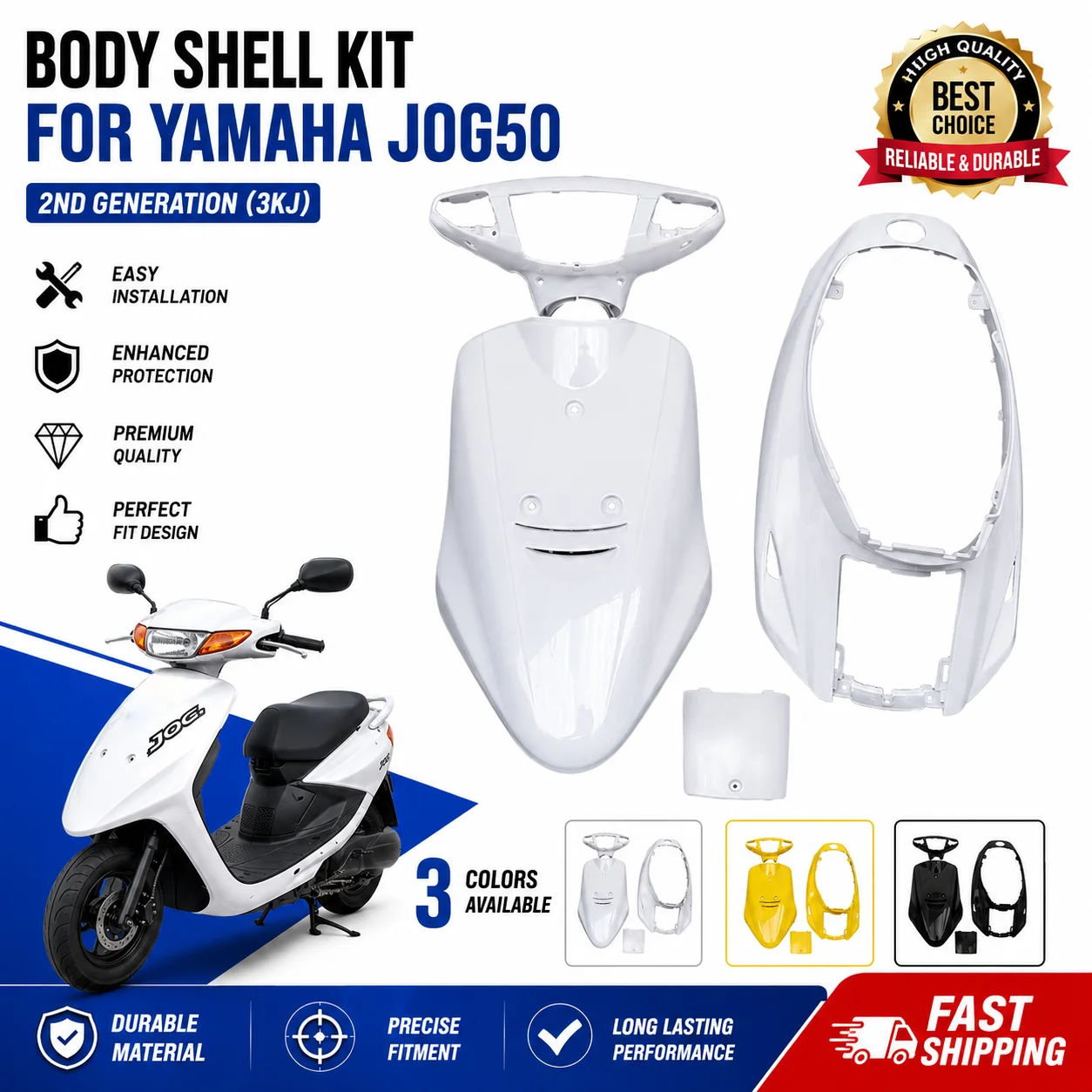 Cubierta frontal para motocicleta, caja de luz, cubierta lateral para JOG(50), 3KJ, plástico ABS, accesorios para motocicleta, Scooter, cuerpo completo de plástico pintado