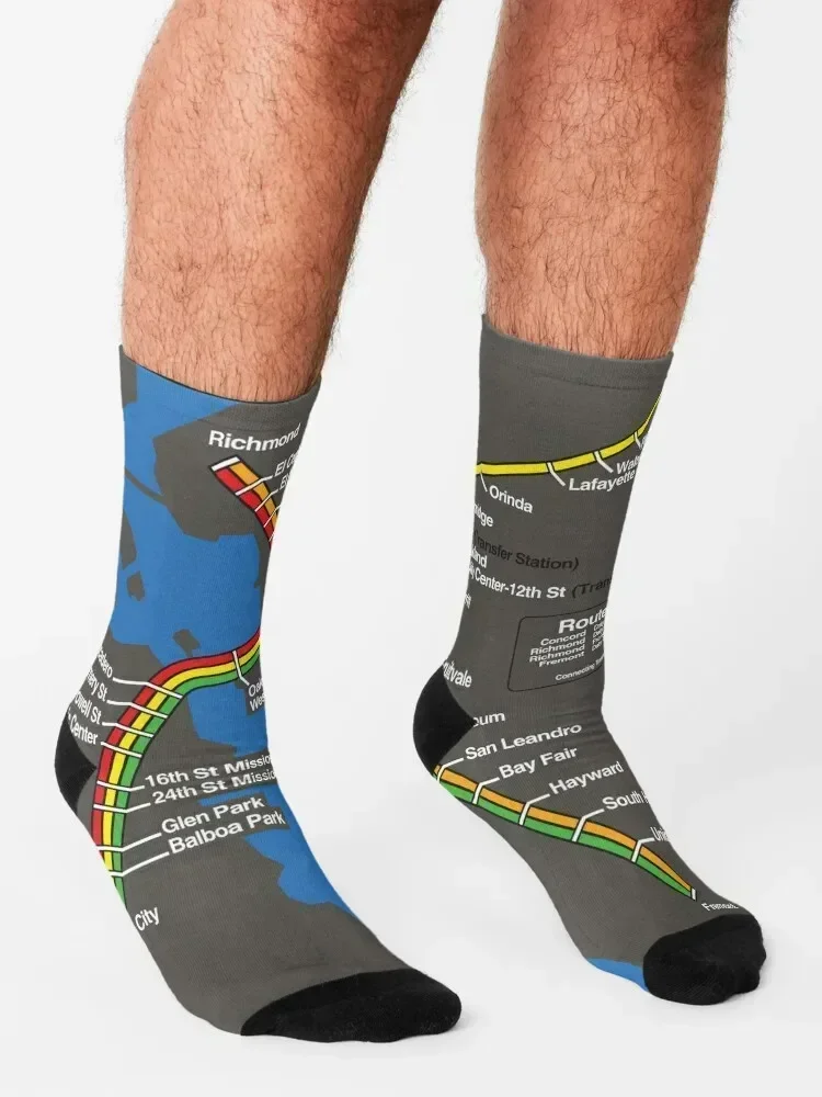 Retro Bay Area Rapid Transit Map Socks custom anime cartoon hiking Ladies Socks Men's
