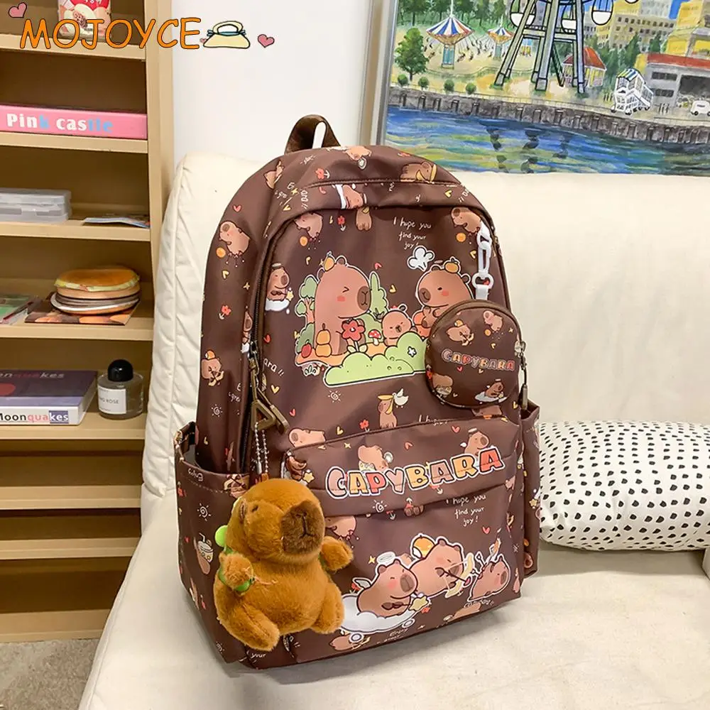 

Capybara Backpack Cute Cartoon School Bag with a Doll Pendant Funny Animal Book Bags Large Capacity Laptop Bags Casual Daypack