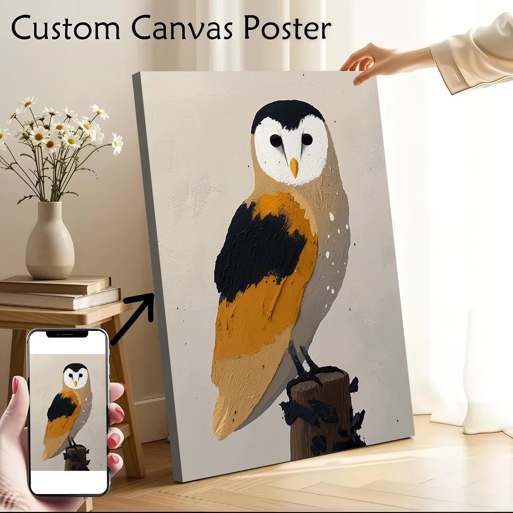 Barn Owl Painting Canvas Wall Arts Poster Customizable Pictures Printing for Room Gamer Decoration Vintage Decor Luxury Bedroom