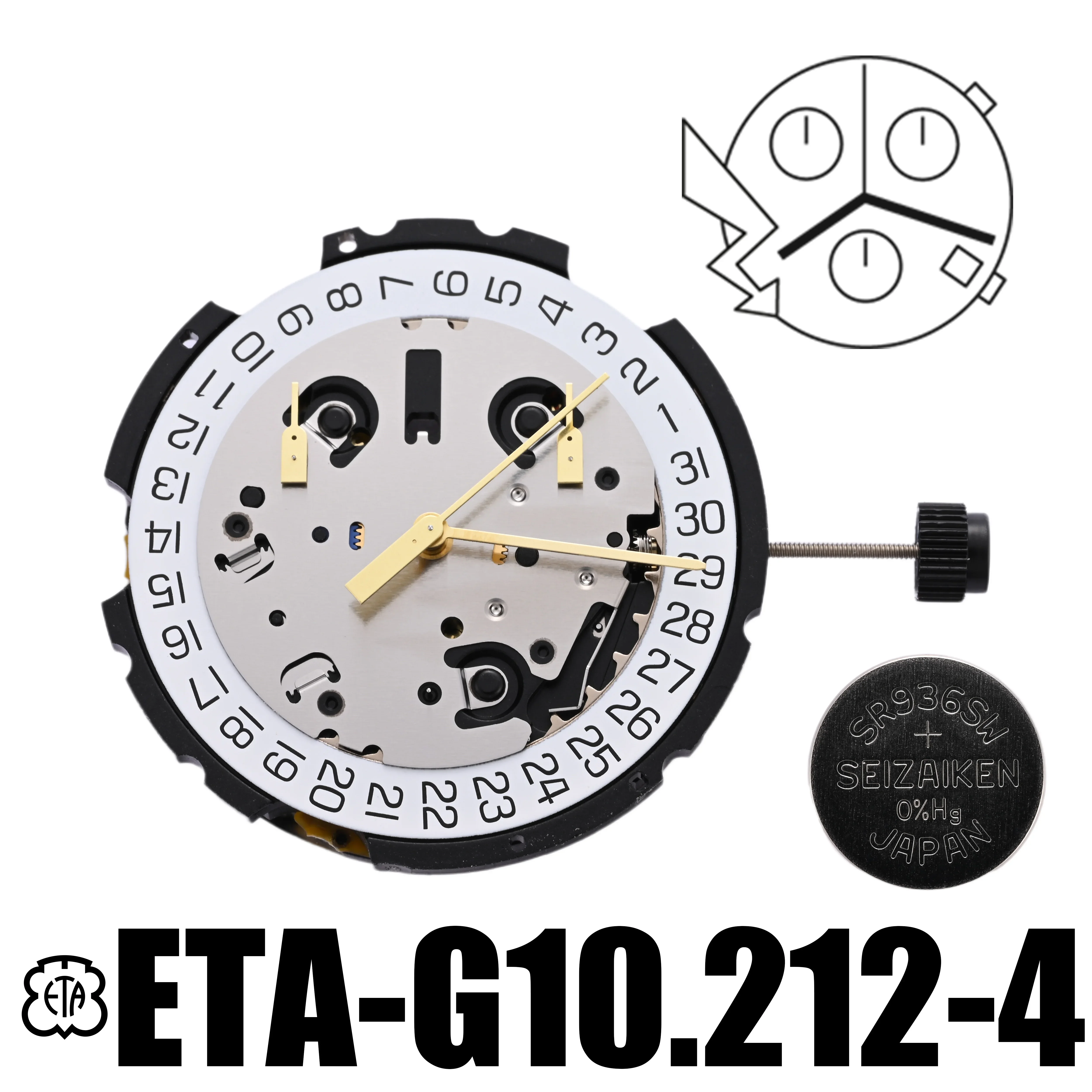 

G10.212 Movement ETA G10.212-4 Movement Date At 4:00 Overall Height 7.4mm