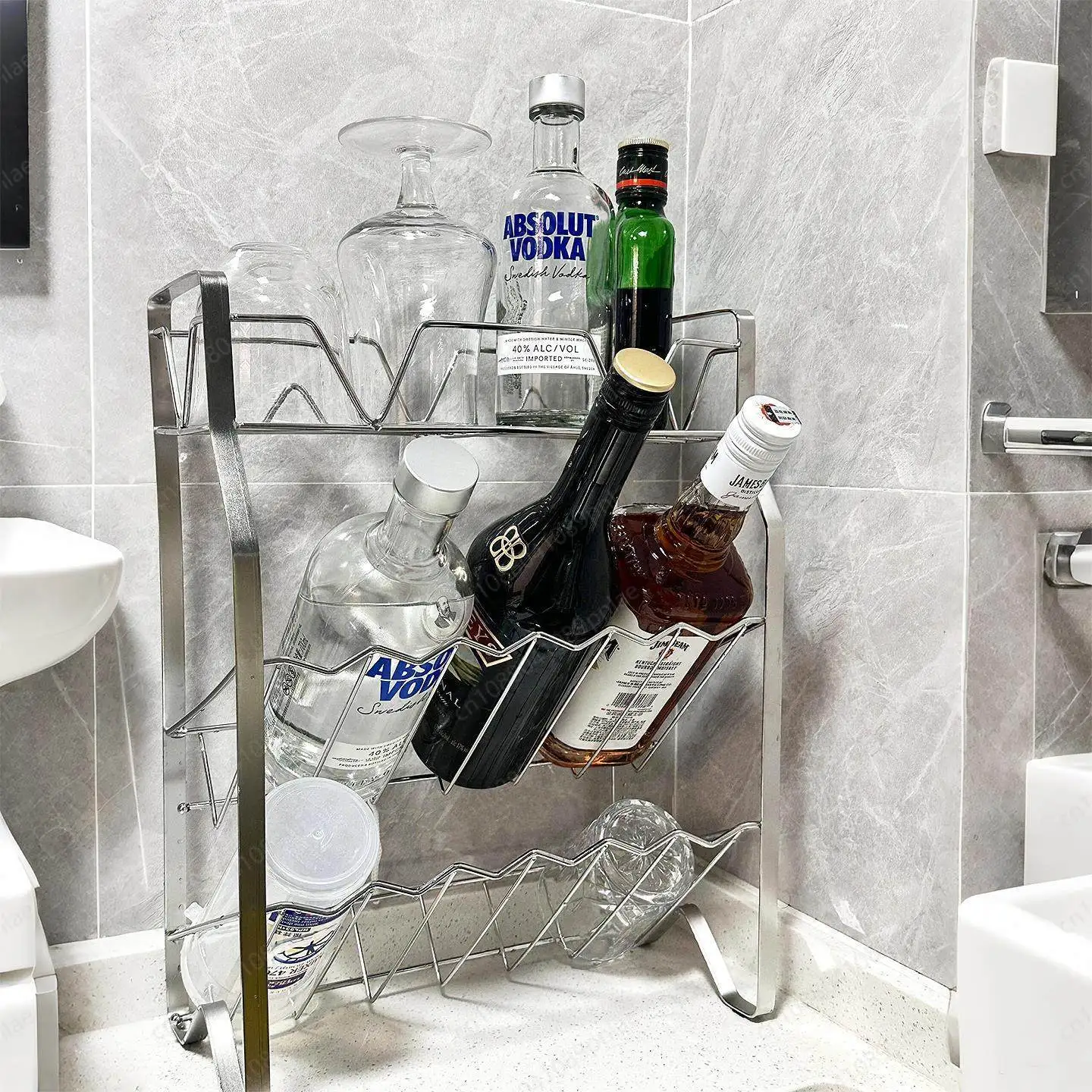 

Многослойная винная стойка из нержавеющей стали, барная стойка для хранения вина на кофейной основе