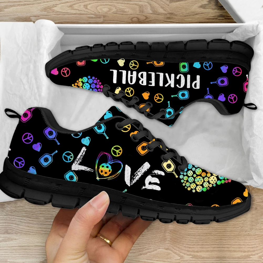 INSTANTARTS 2023 New Trend Women's Sneakers Pickleball Love Pattern Lace-up Walking Flats Spring Autumn Comfort Footwear Zapatos