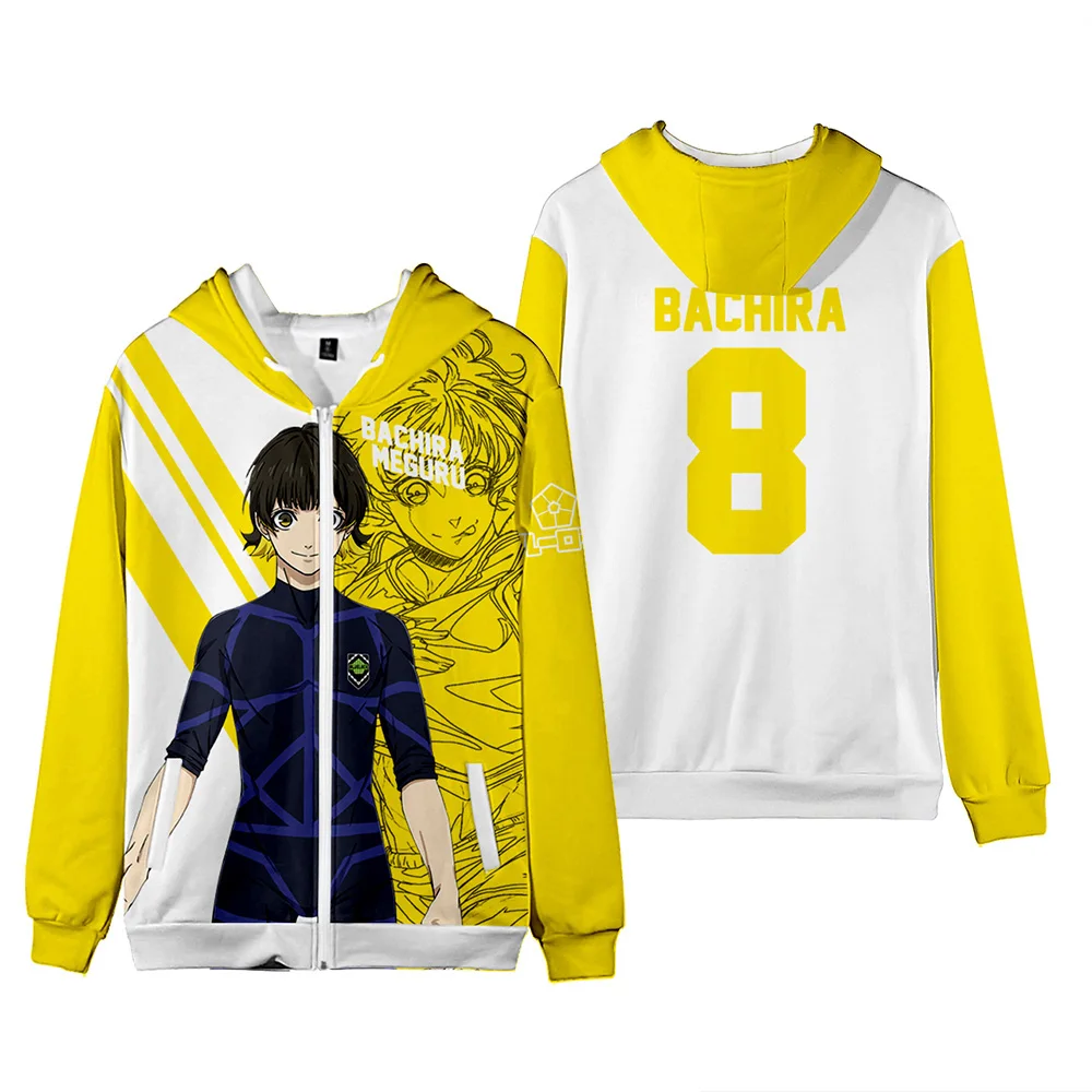 New Anime Blue Lock 3D Print Zipper Hoodies Men Women Cosplay Costume Hooded Sweatshirts Oversized Tracksuit Kids Coat Clothing