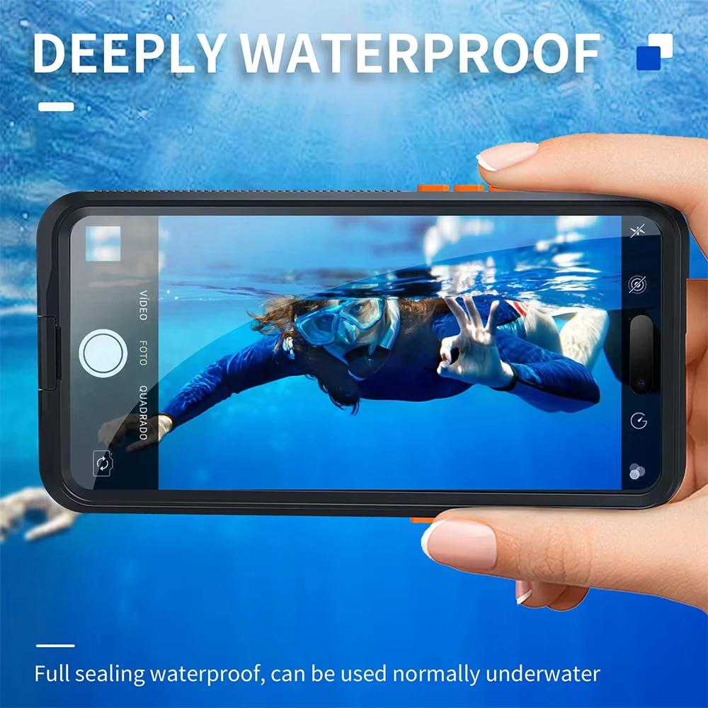 Wodoodporna obudowa IP68 do iPhone 17 16 15 14 13 12 11 Pro Max Plus, wodoszczelna, w pełni szczelna, odporna na wstrząsy, z wbudowanym ekranem. — zdjęcie produktu 4