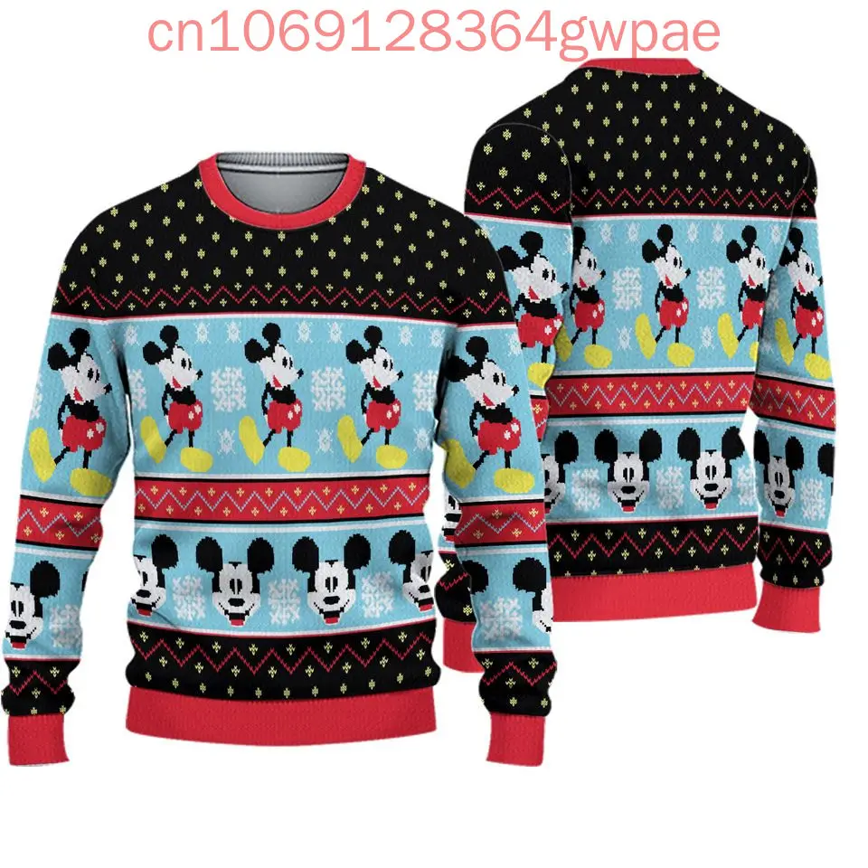 Mickey Mouse Christmas Ugly Sweaters Disney Holiday 3d Print Christmas Ugly Sweaters Fashion Men's Women's Casual Sweater