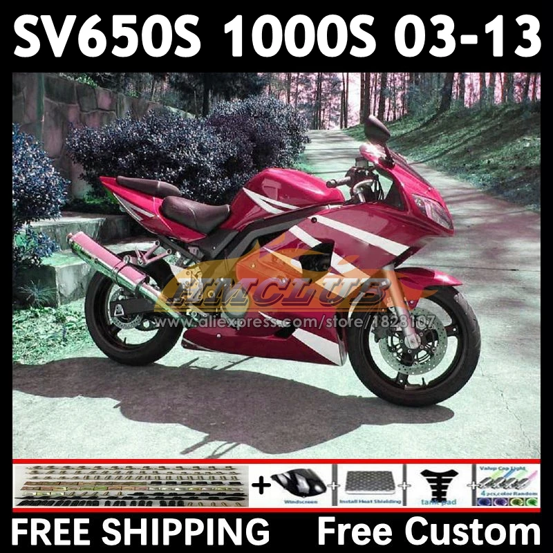 Body For SUZUKI SV650S SV650 1000 03 04 05 06 07 08 22No.113 wine red SV1000S SV 650S 1000S 2009 2010 2011 2012 2013 Fairing