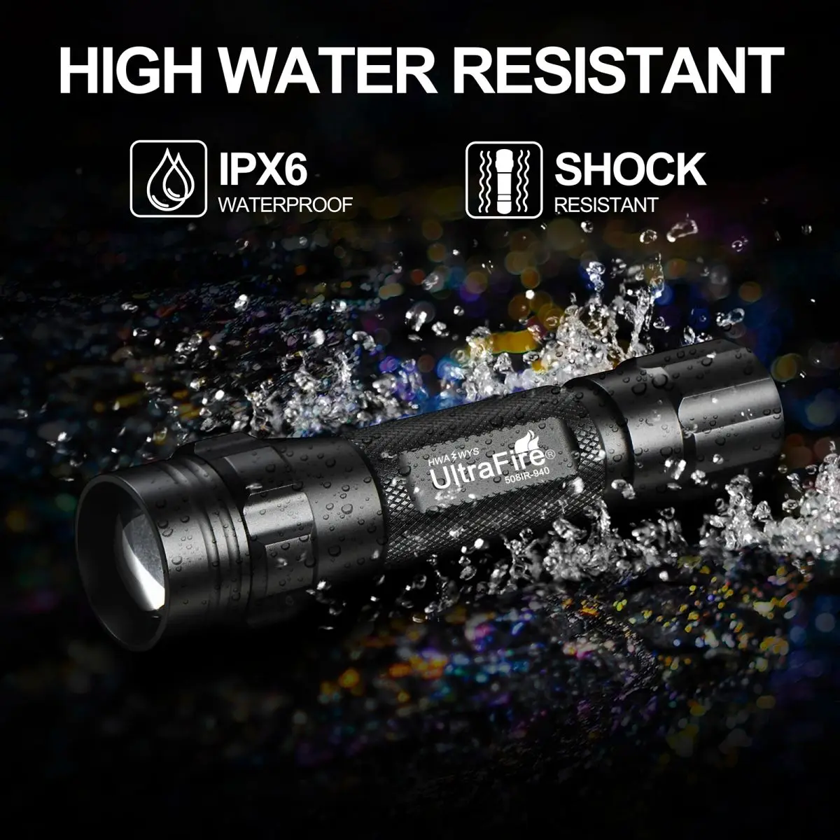 UltraFire WF-508IR 850nm/940nm IR Flashlight Zoomable Infrared Radiation Tactical Torch Waterproof Night Vision IR Hunting Light