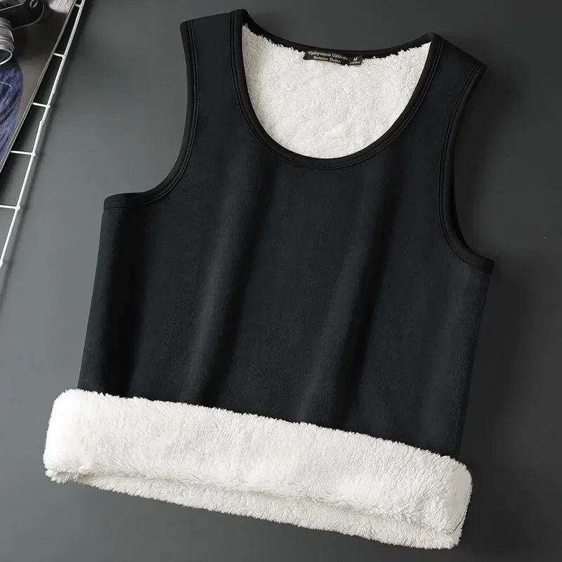 Warm Vest for Man Keep Warm Underwear Men Vest Men\'s Lamb Velvet Thermo Bottoming Shirt Large Size Heating Sleeveless Waistcoat