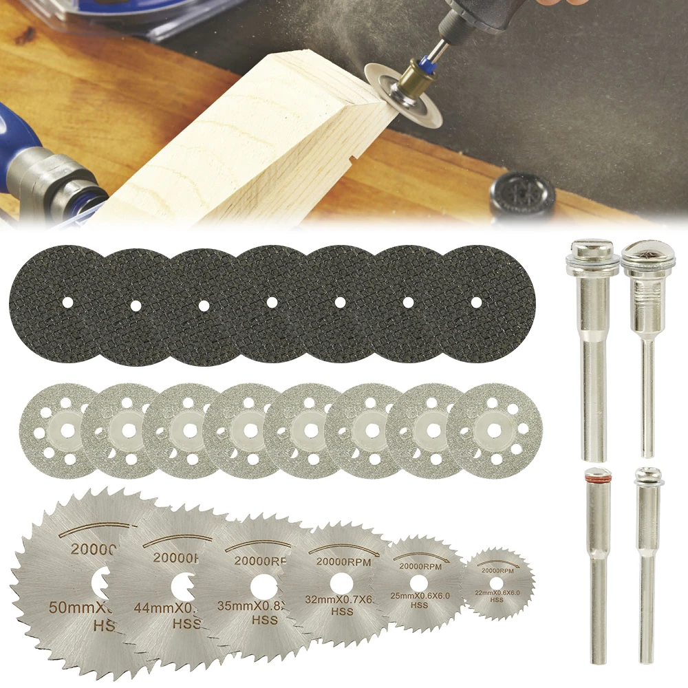 32Pcs Circular Saw Blades Wood Cutting Disc Woodworking Diamond Metal Dremel Drill Rotary Cutting Tool Power Tools Accessories