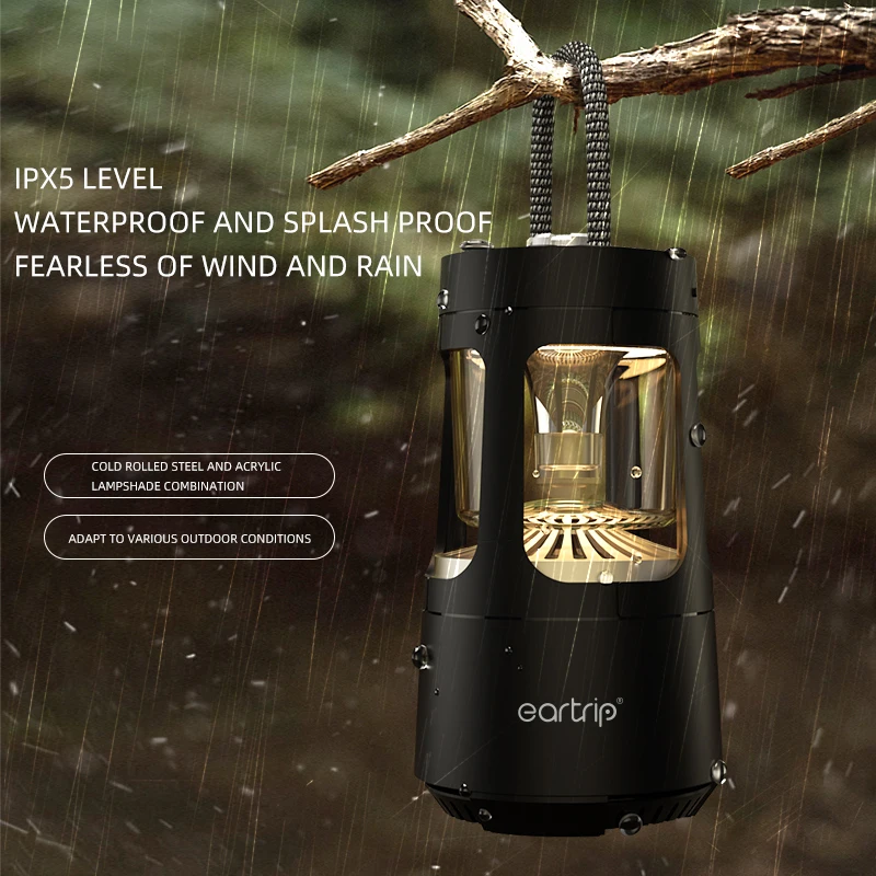 Eartrip QD08 Illuminazione da campeggio esterna Altoparlante Bluetooth, batteria a lunga durata