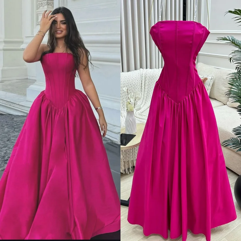 

Matching Modern Style Pleat A-line Strapless Long Dresses Bespoke Occasion Dresses Sizes Available Retro Pastrol High Quality