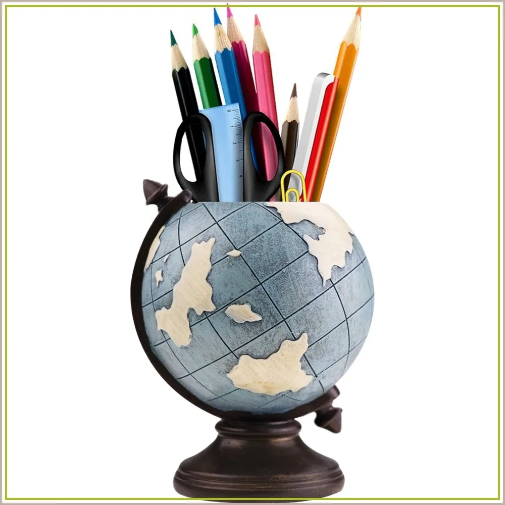 

Globe Pen Pencil Holder for Desk Organizer Desktop Pencil Cup Pot Office School Supplies