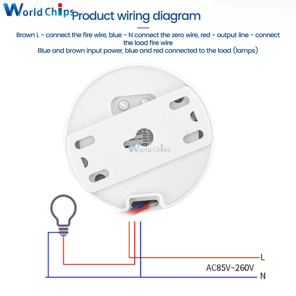 AC85-265V Intelligent Human Infrared Sensor Switch 360 Degree Cone Angle Detect PIR Motion Sensor Switch Ceiling Sensor Switch