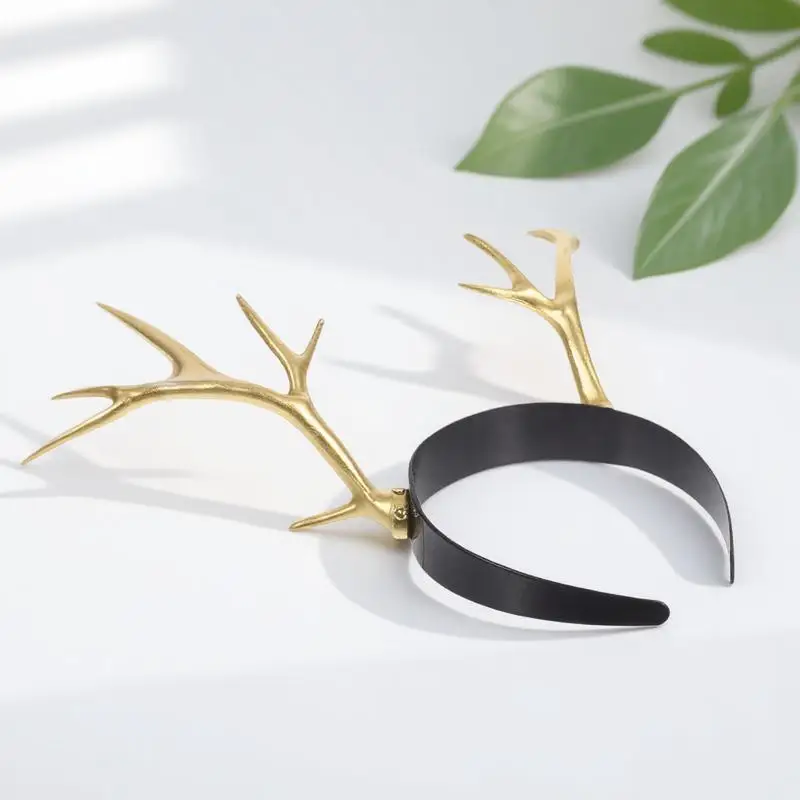 

Golden Artificial Antler Headband Deer Horn Cosplay Hair Band Party Headdress Performance Decorative Props Party Hair Hoop