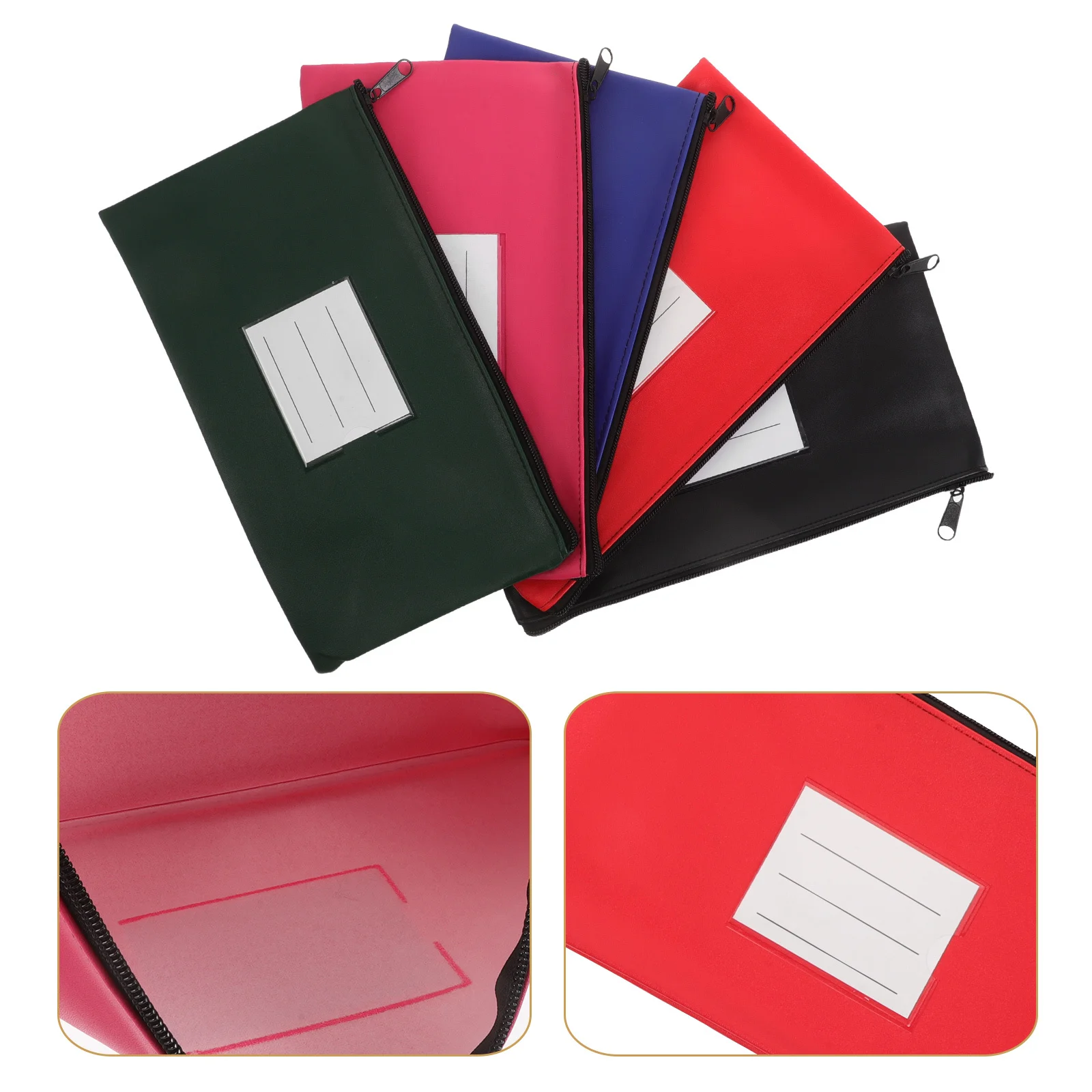 

5Pcs Receipt Organizer PU Money Bags Zipper Label Document Holder Portable Business Card Credit Card Pouch Travel Cash