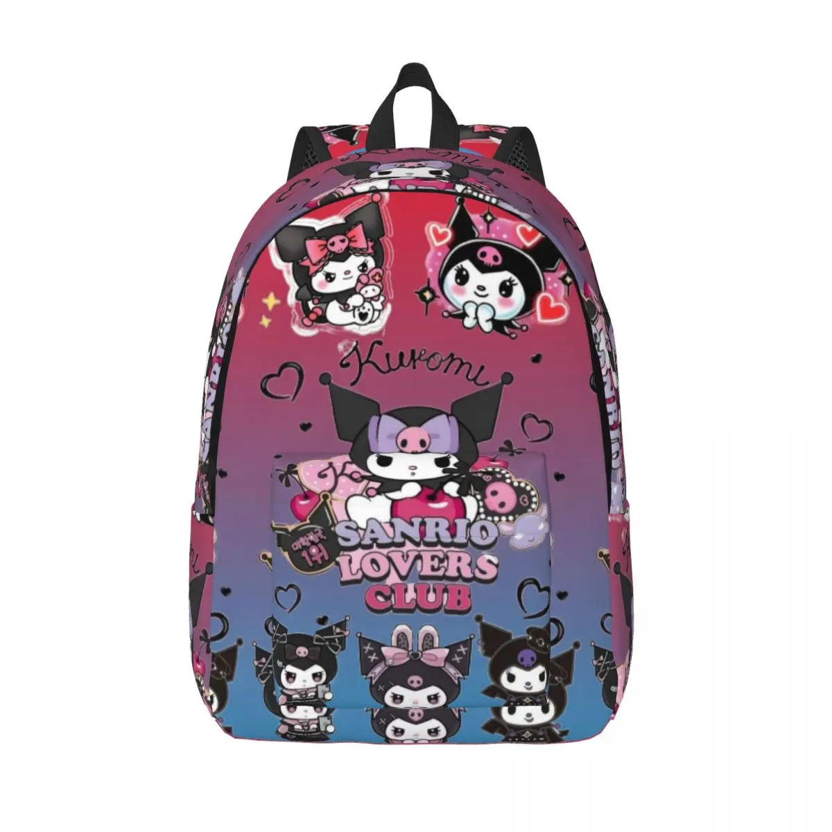 Custom Wallpaper Cute Kuromi Canvas Backpack for Men Women College School Student Bookbag Fits 15 Inch Laptop Bags