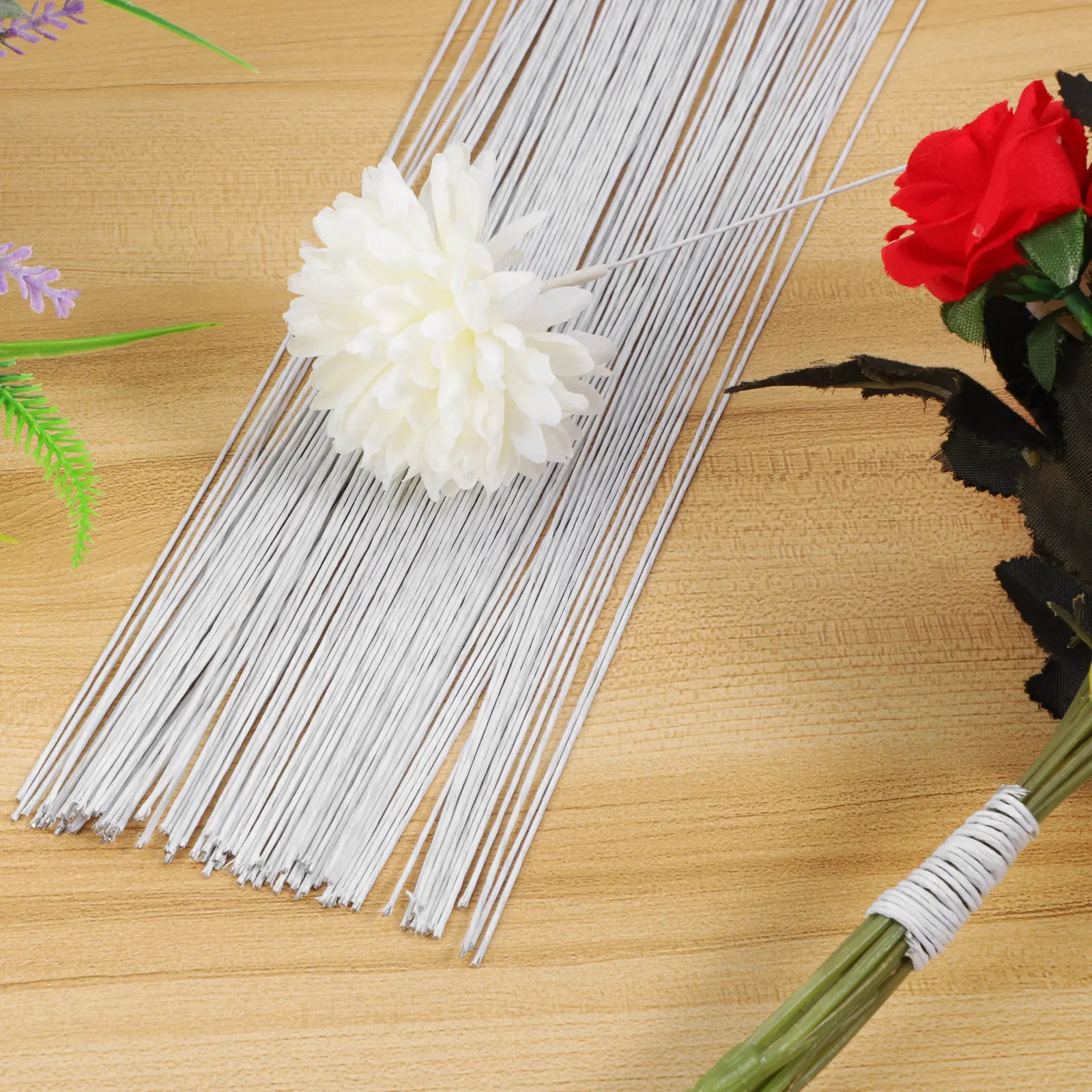 Wire Stem Florist - ก้านวิสทีเรียกระดาษ 100 ชิ้น พร้อมก้านลวดเหล็กแข็งแรง สำหรับงานจัดดอกไม้ DIY