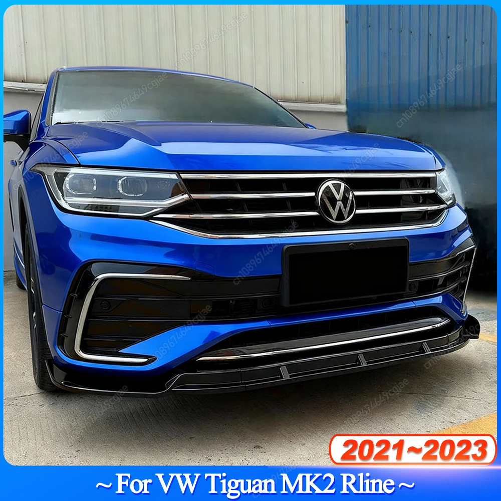 

3Pcs For Volkswagen VW Tiguan MK2 Rline 2021-2023 Maxton Style Car Front Bumper Lip Spoiler Splitter Diffuser Bodykits Tuning