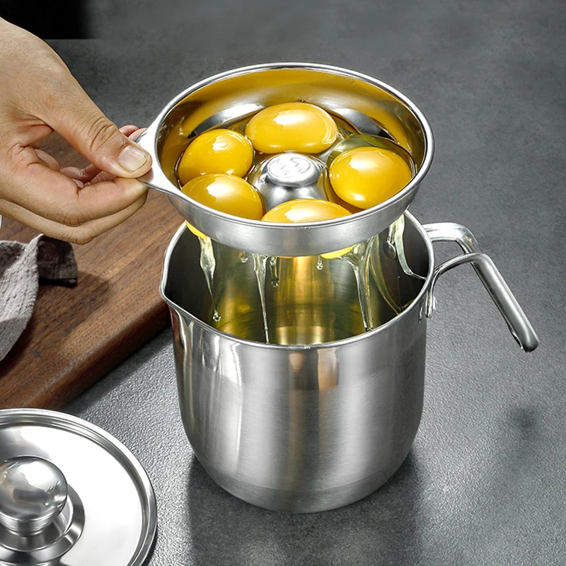 304 Stainless Steel Egg White Separator Auxiliary Baby Food Supplement Egg Yolk Protein Filter Bowl Household Egg Separation Set