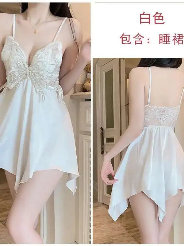 مثير الدانتيل شبكة فراشة فستان مُزين بطباعة عارية الذراعين العميق الخامس الحمالات فستان بلا أكمام رغبة نقية عادية ساحرة أنيقة 8JBH #6