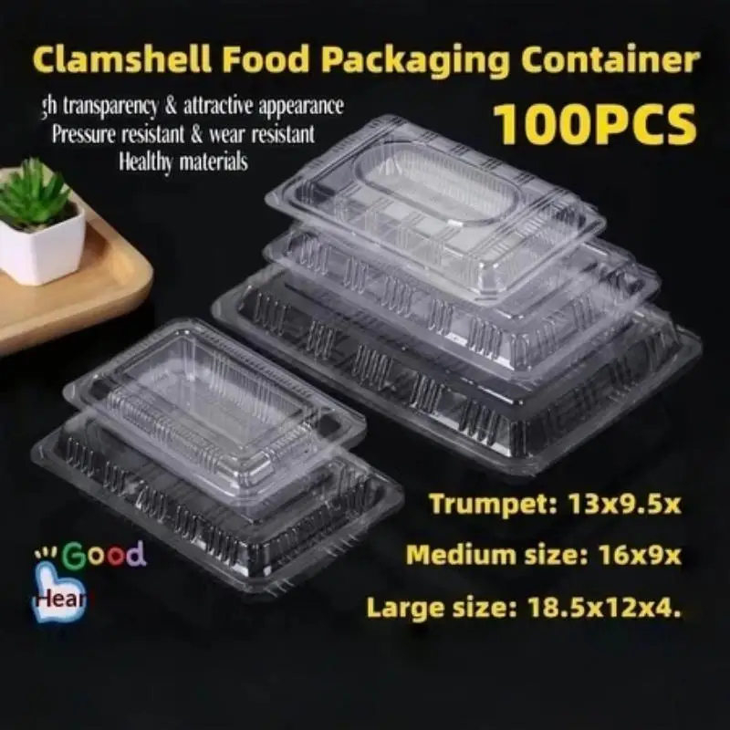 @*100PCS Disposable Meal Prep Containers Tight Seal Transparent Crush Resistant Packaging Boxes for Daily Food Storage