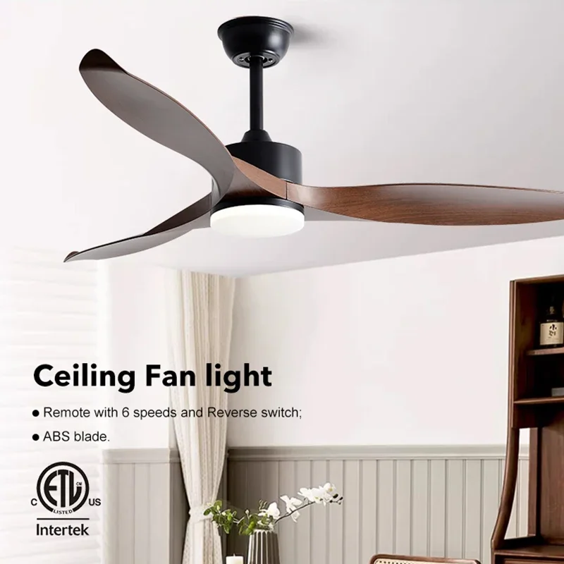 Modern Simple 42/52 Inch Pure Copper DC 35W Motor Remote Control ABS Blade Led Ceiling Fan With 24W Light