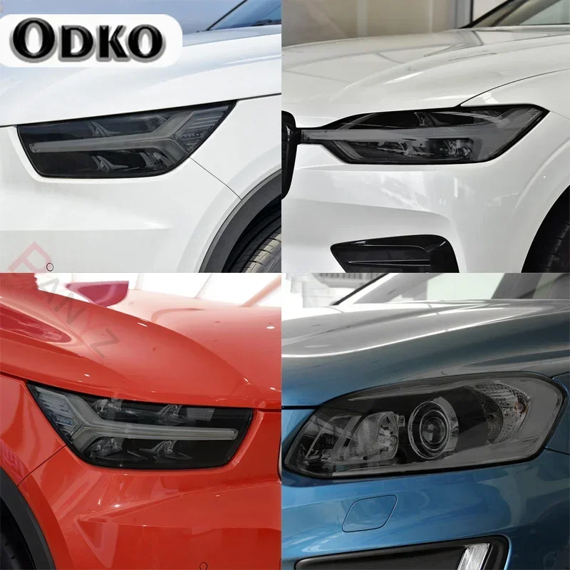 

2 шт. для Volvo XC40 XC60 XC90 S60 S90 V60 V90 2014-2022 аксессуары для ремонта тонированная черная наклейка из ТПУ для автомобильных фар защитная пленка