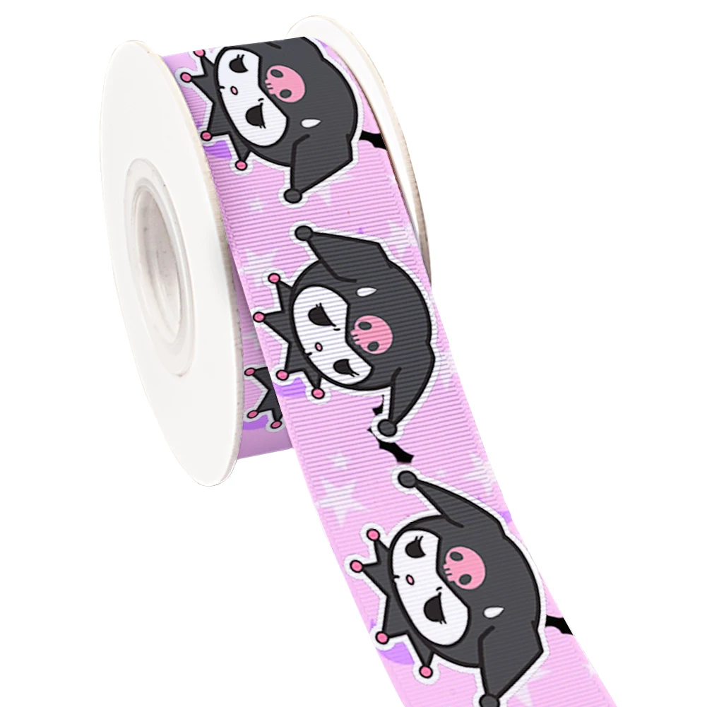 

Mini Sanrio Kuromi Cute Cartoon Grosgrain Satin Ribbon For Cheer Bows DIY Craft Supplies Cartoon Ribbons 10 Yards