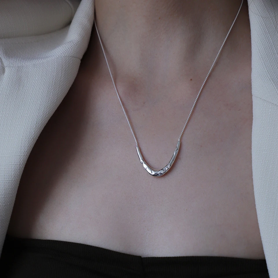 

925 Sterling Silver Necklace Geometric U Style Irregular Uneven Punk Elegant for Women Men Jewelry Gift Dropshipping Wholesale