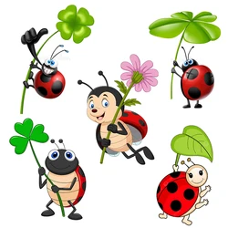 T332# Cute Ladybug Cartoon Sticker Children's Bedroom Refrigerator Home Decoration Decals