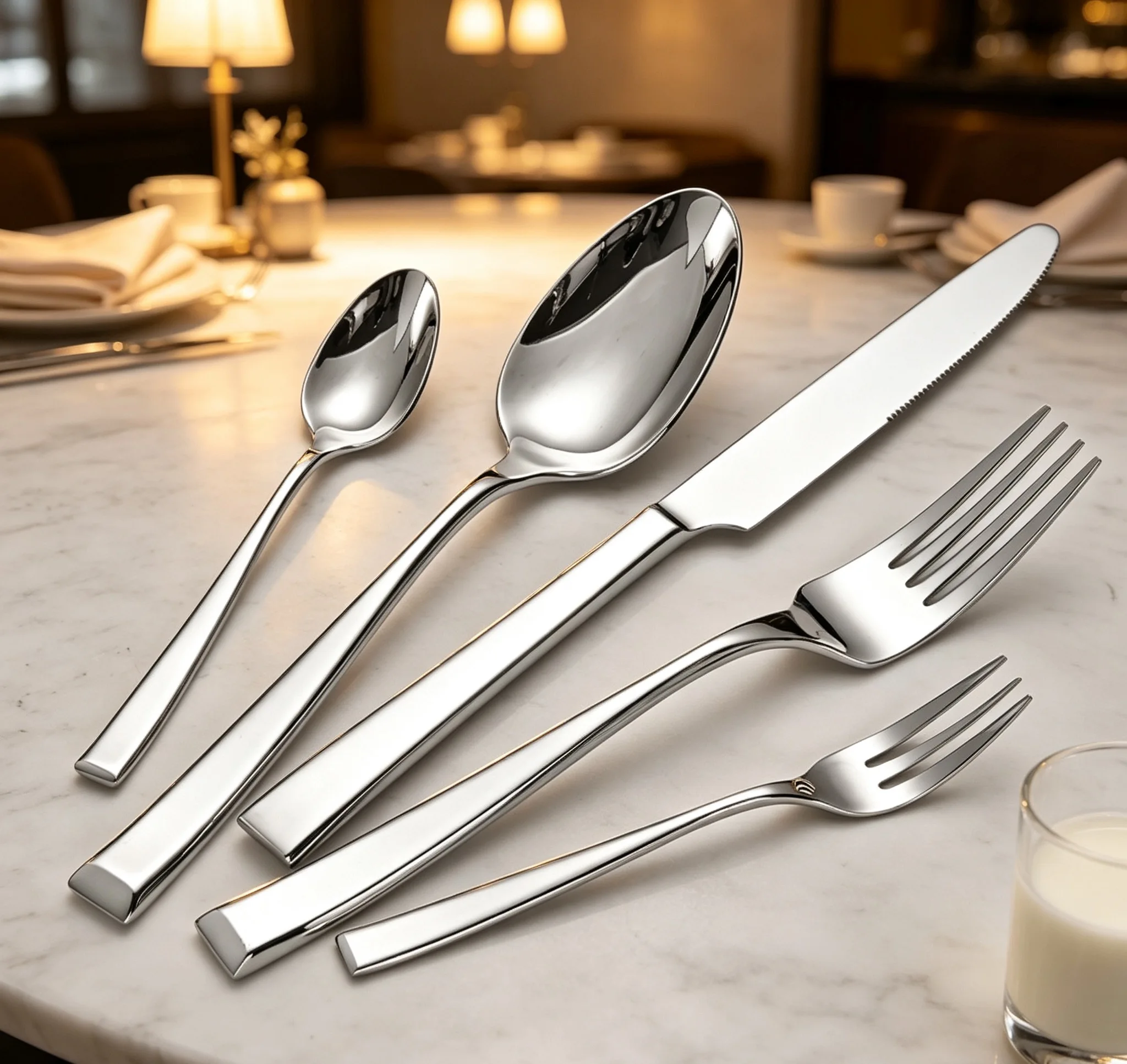 Gift Box Packed 420/304 Stainless Steel Slanted Flatware Set, Dining Cutlery Kitchen Knife Set, Perfect Christmas Present