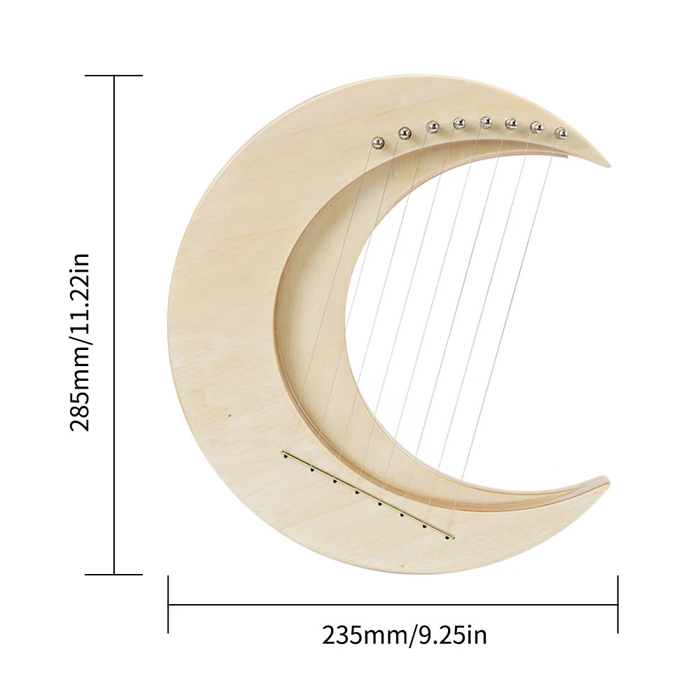 15-string Crescent Moon Type Lyre C Key Harp Portable Lyre Steel Wire Strings Mini Stringed Instrument