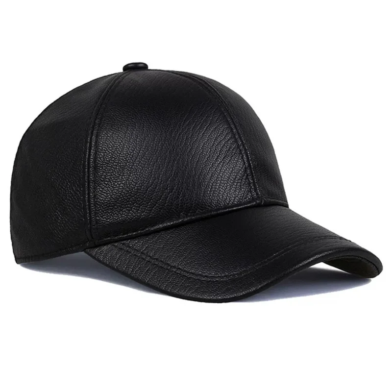 New Male Genuine Leather Baseball Caps Casual Hockey Golf Fishing Gorras Coffee/Brown Trucker Hat For Man Cowhide Adjustable