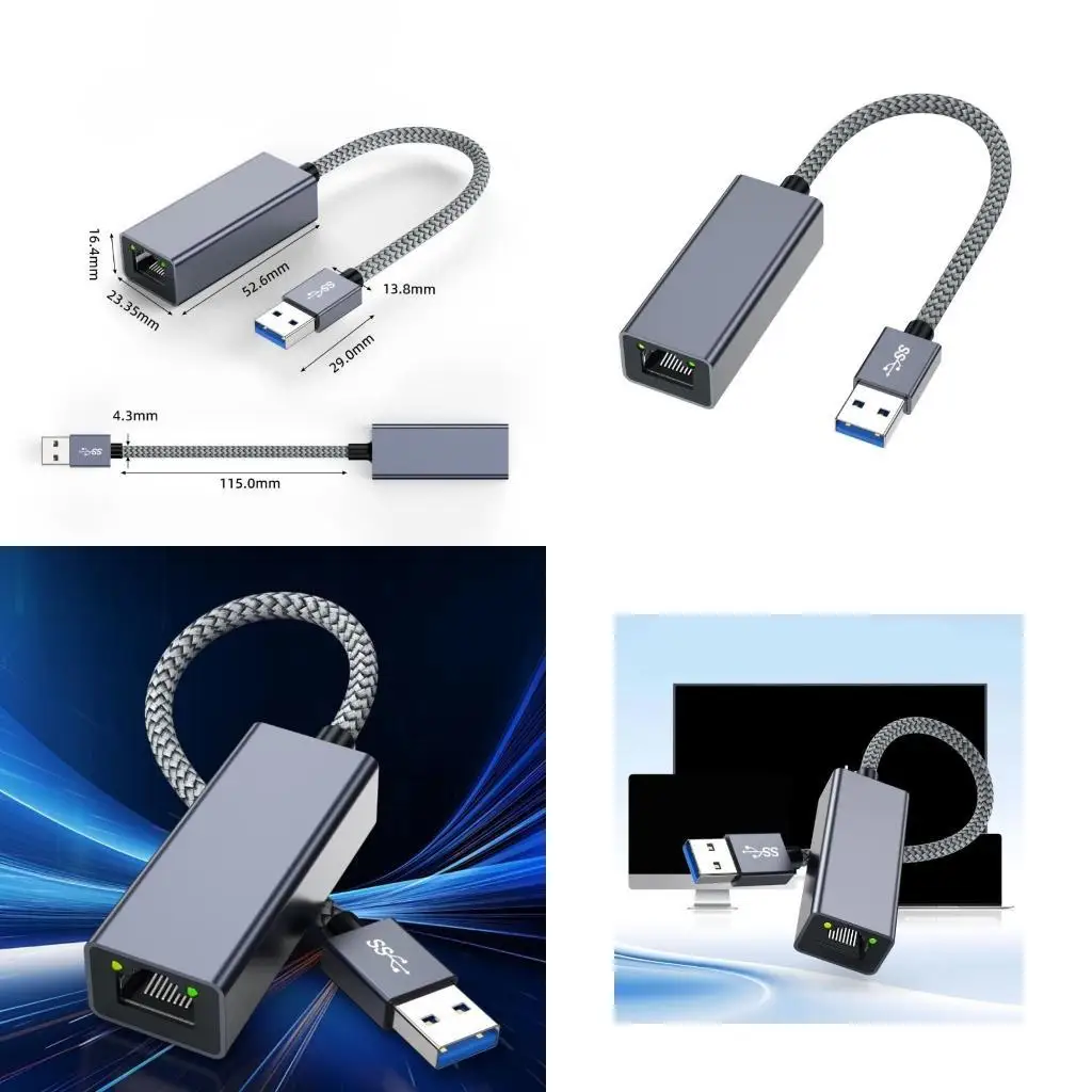 

R53C USB3.0 Gigabit Ethernet Adapter 1000Mbps For Fast Speed Networking Connection