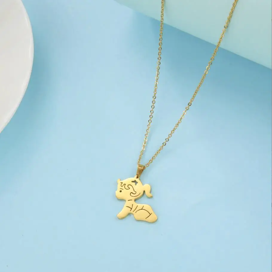 1PC Girl Baby Necklace New Born Kid Child Mother Chain Father Mom Gift For Woman Man Family Stainless Steel Jewelry F1122