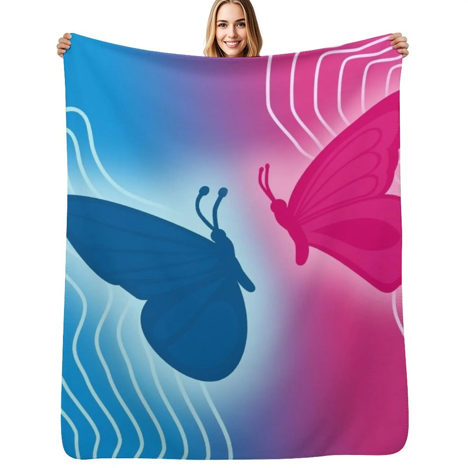 Hades and Persephone Butterflies Throw Blanket Multi-Purpose warm for winter Beach Flannel Fabric bed plaid Hair Blankets