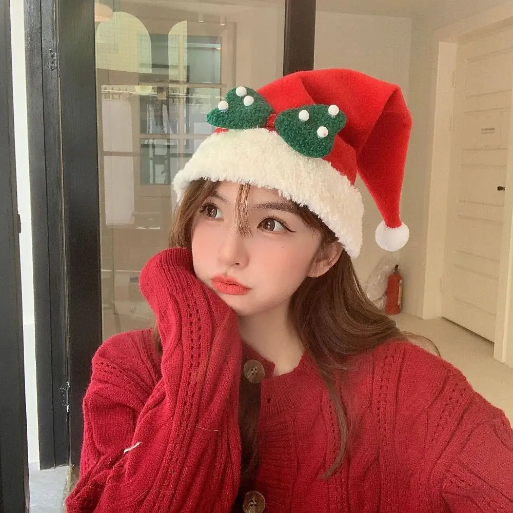 Fashion Merry Christmas Decoration Christmas Sequin Hat Snowflake Bow Elk Deer Cap Beanie Korean Style Red Plush Hat Adults