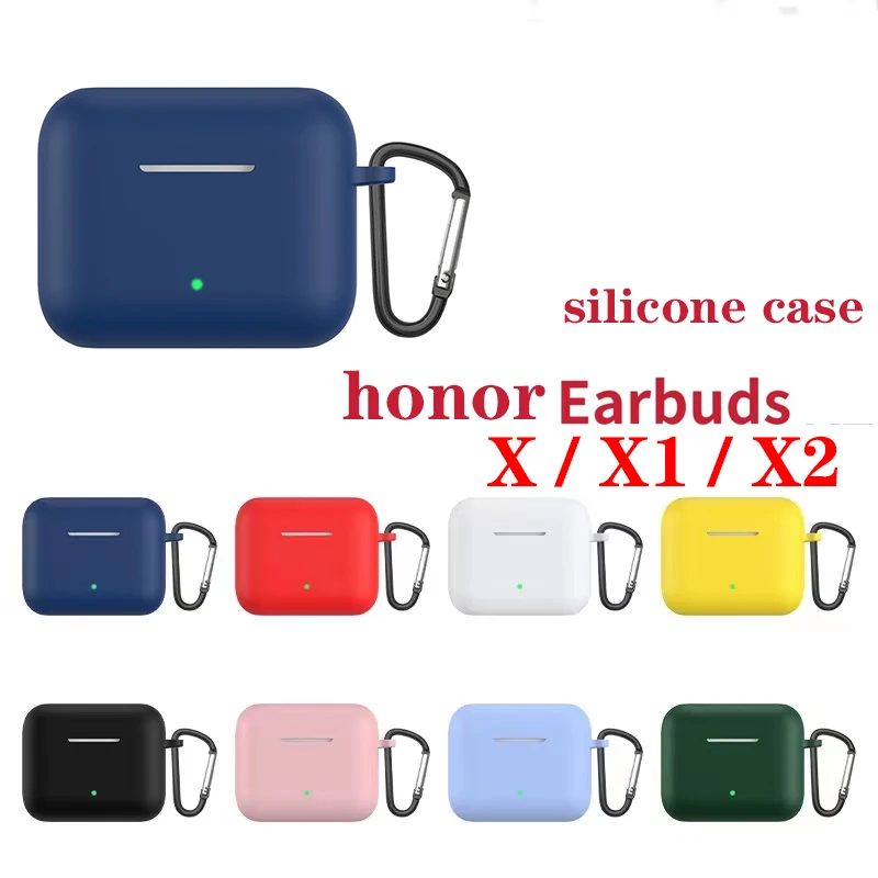 화웨이 명예 이어 버드 X 케이스 솔리드 컬러 내충격 실리콘 이어폰 케이스 fundas 명예 이어 버드 X1 X2 hearphone Protect Cover