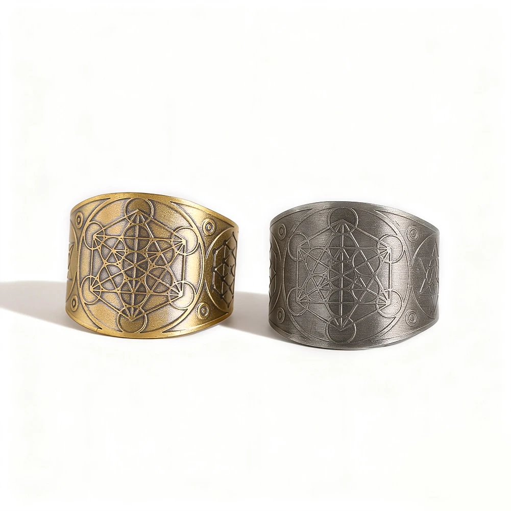 David Hexagram Star Pattern Wide Opening Rings Vintage Style Spiritually Resonant Jewelry Accessories Stainless Steel Ring