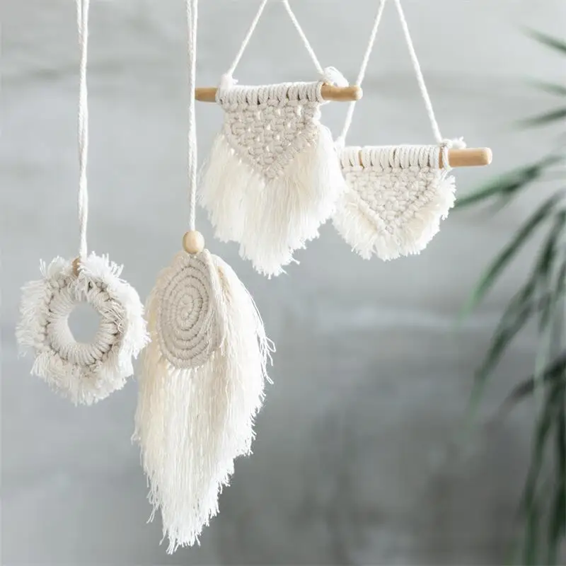 Mini Macrame Wall Hanging Bohemian Style Cotton Weaving Handmade Wall Decoration For Home Decor Living Room Bedroom Decoration