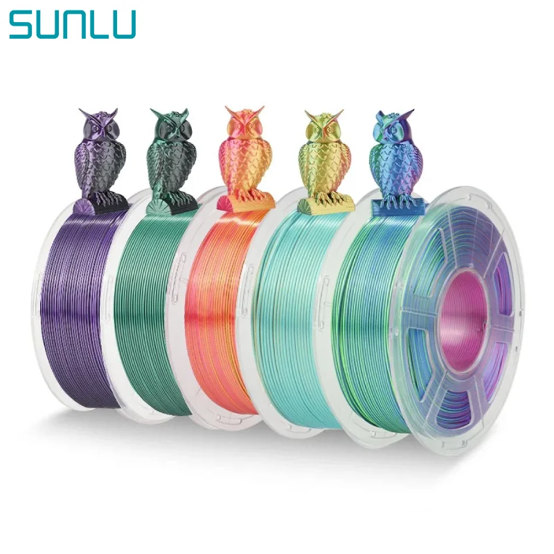 Sunlu-filamento de Impressora 3d Silk Cores Duplas ou Triplas Ferida Brilhante Pla Plus Fdm 175 ± 002 mm 5kg