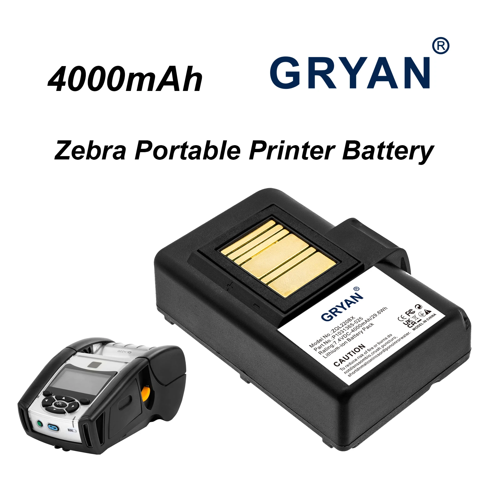 Battery For Zebra  AT16004 BTRY-MPP-34MA1-01 BTRY-MPP-34MAHC1-01 P1023901 P1023901-LF P1031365-025 P1051378 P1031365-059 069
