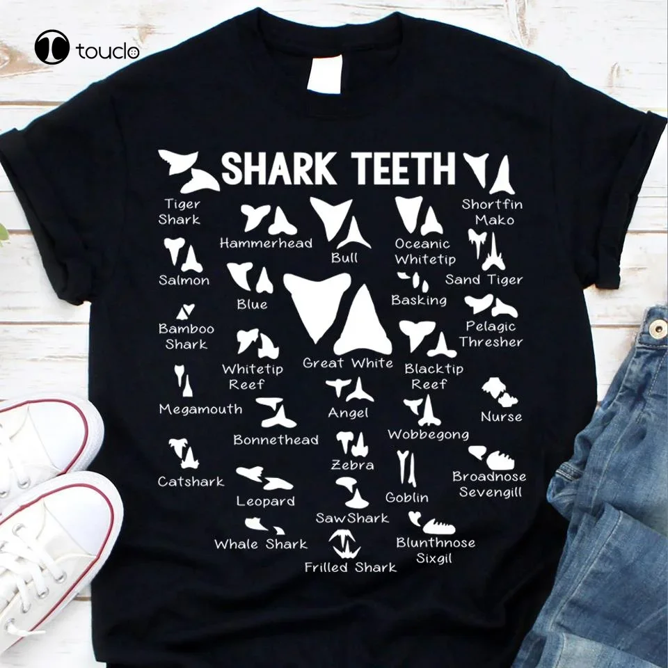 Types Of Shark Teeth Ocean Animal Shark Lover Gift Unisex T Shirt S-5XL Black tee shirts