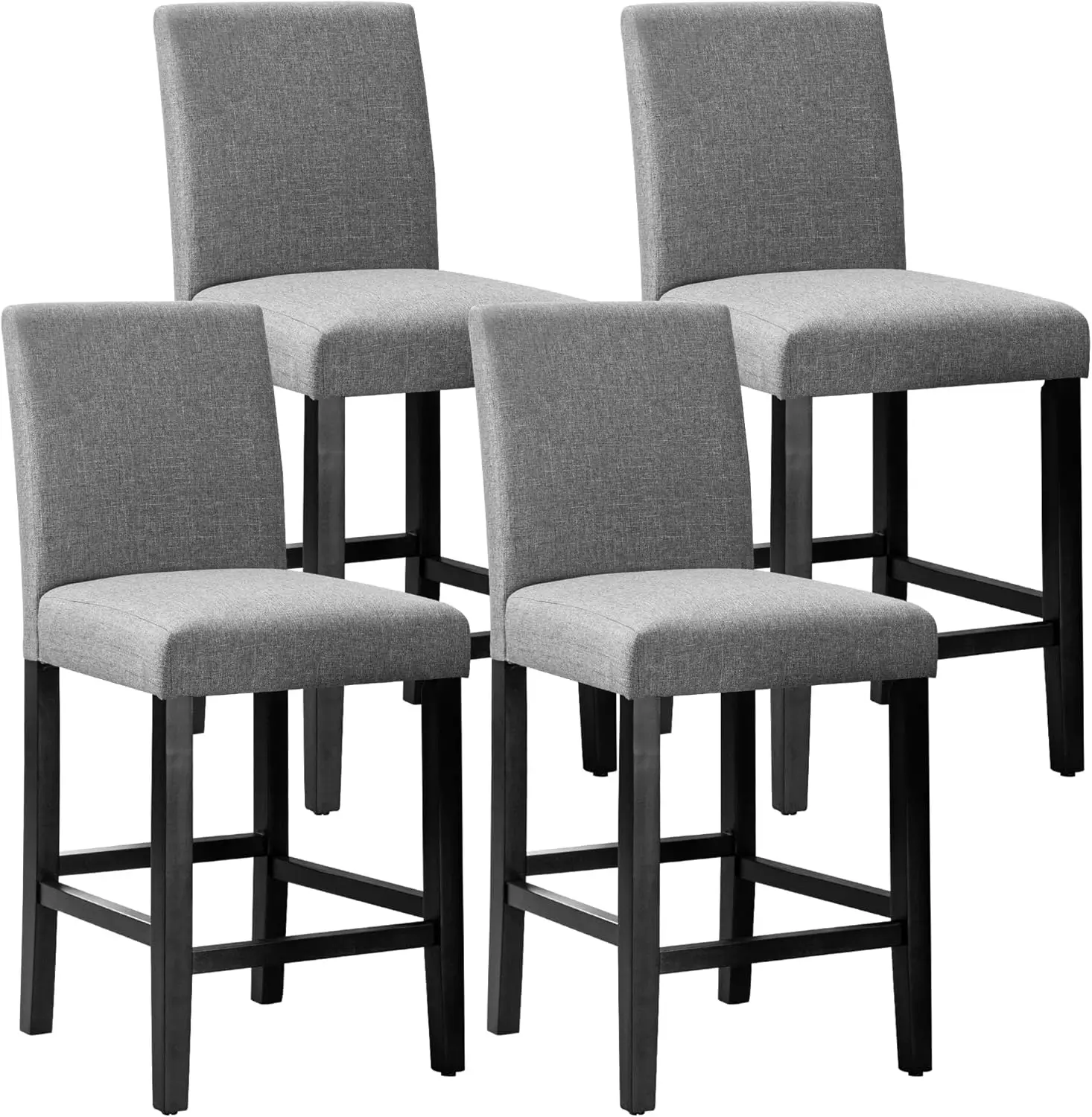 

Counter Height Bar Stool, Classic Upholstered 24 Hes Counter Height Stools Set Of 4 Barstools With Solid Wood Legs And Grey