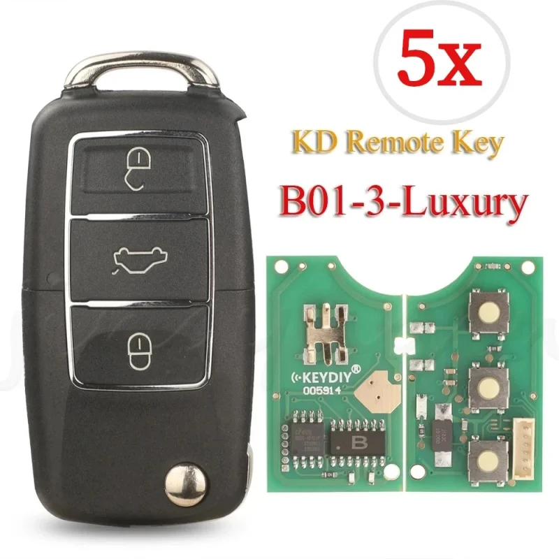 

5pcs/Lot KEYDIY KD B01 3 Buttons LUXURY BLACK KD Remote Car Key For KD900/MINI/KD-X2 Programmer B Series Universal Control